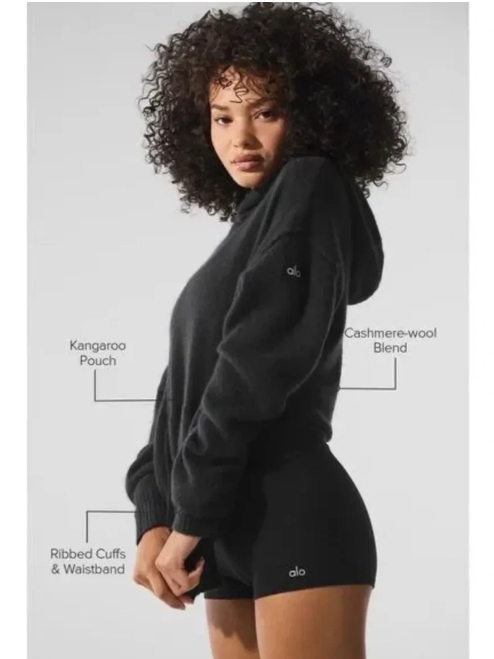 Alo Yoga New Class Cashmere Hoodie Black Size Large NWT